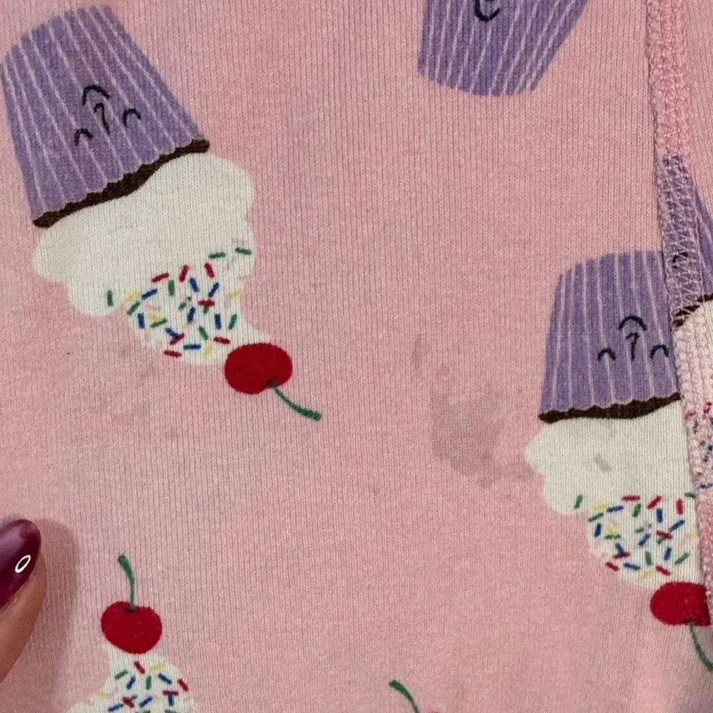 Hanna Andersson Pink Pajama Bottoms with Cupcake Print- Size 6-7